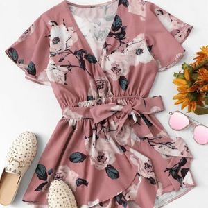 SALESurplice Front Belted Romper In st…